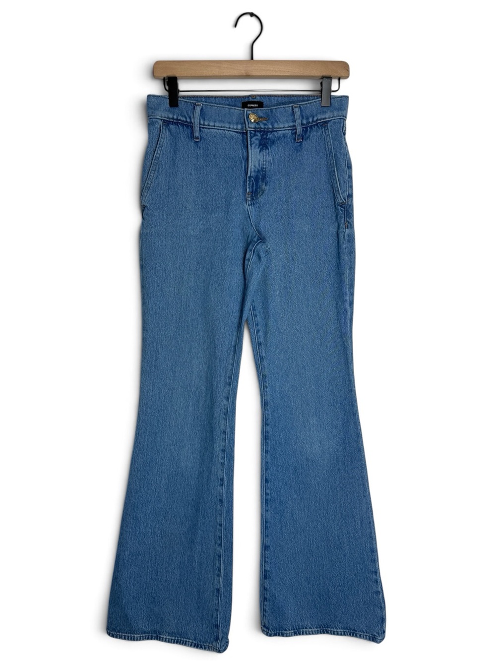 WJ63 {Express} "70s Flare Mid Rise" Light Blue Trouser Denim Jeans